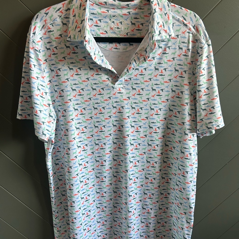 BURLEBO Men's Patterned Outdoorsman Polo Shirt
